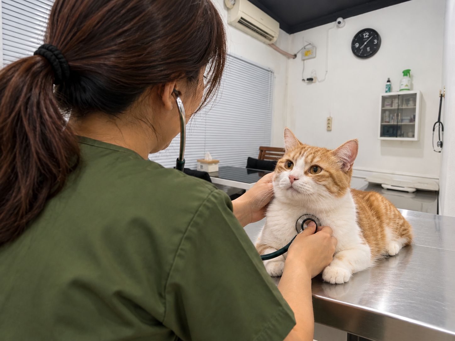 Pemeriksaan kucing oleh dokter hewan